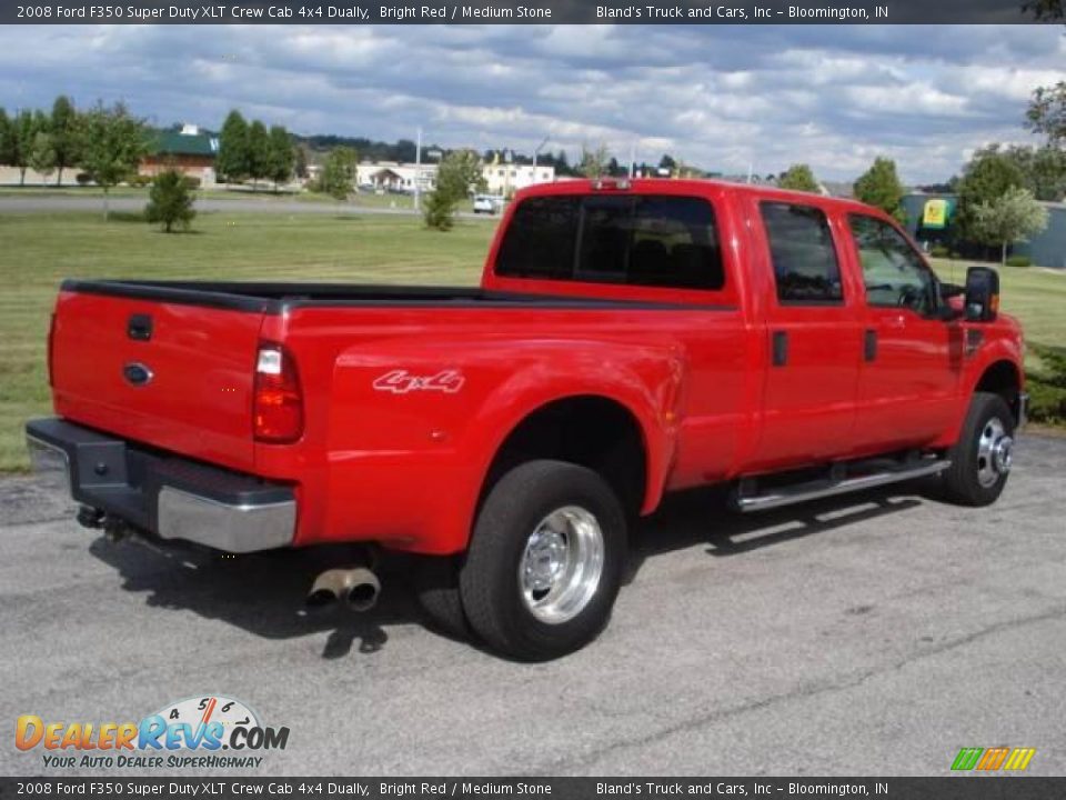 2008 Ford F350 Super Duty XLT Crew Cab 4x4 Dually Bright Red / Medium Stone Photo #3
