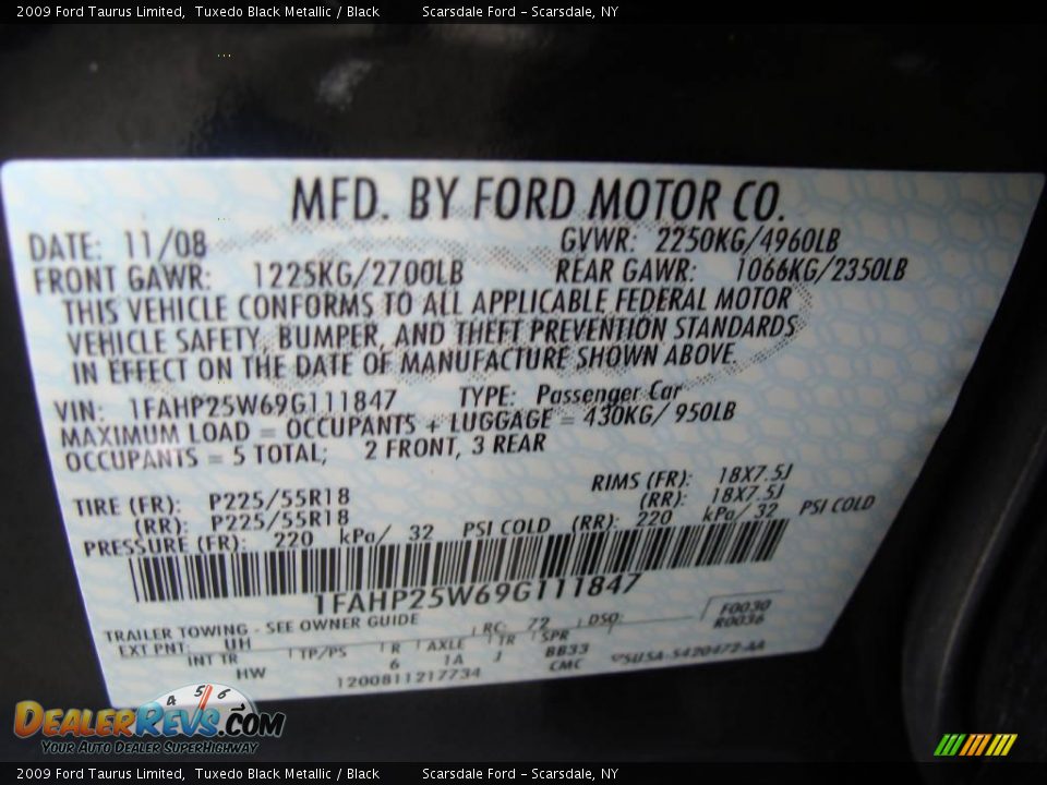 2009 Ford Taurus Limited Tuxedo Black Metallic / Black Photo #27