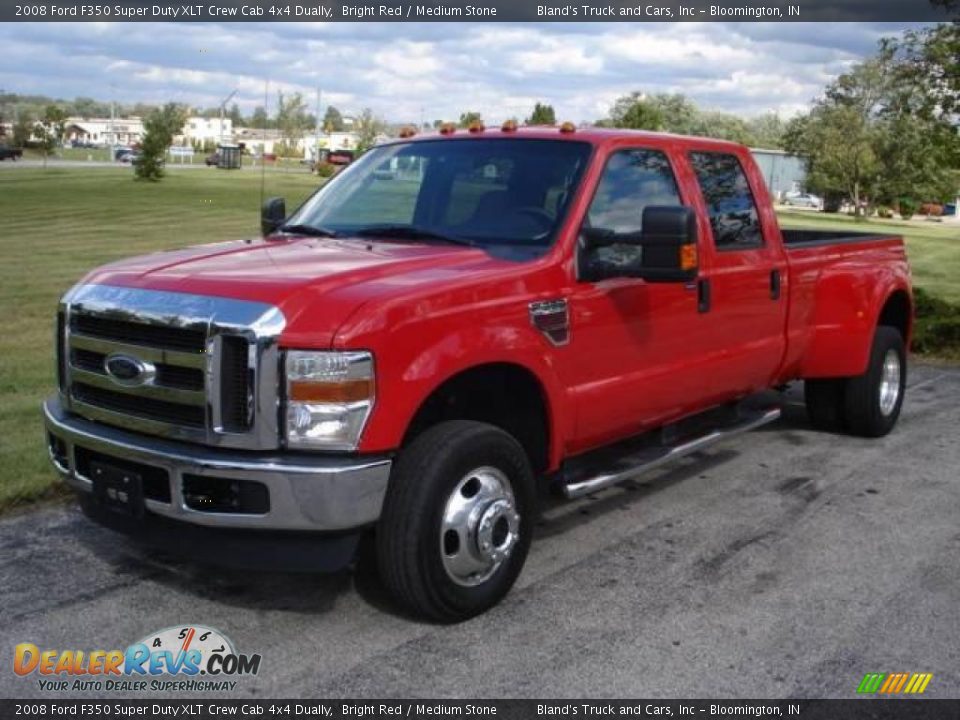 2008 Ford F350 Super Duty XLT Crew Cab 4x4 Dually Bright Red / Medium Stone Photo #8