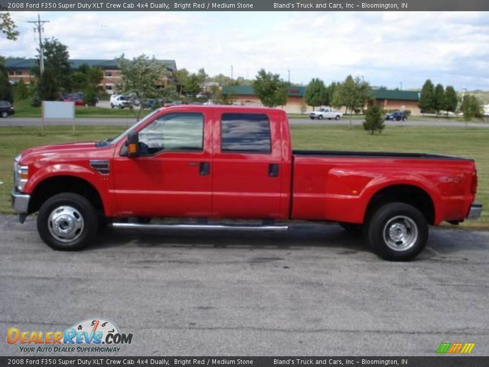 2008 Ford F350 Super Duty XLT Crew Cab 4x4 Dually Bright Red / Medium Stone Photo #9