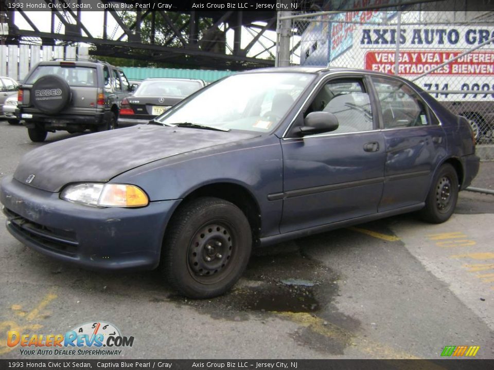 1993 Honda Civic LX Sedan Captiva Blue Pearl / Gray Photo #3