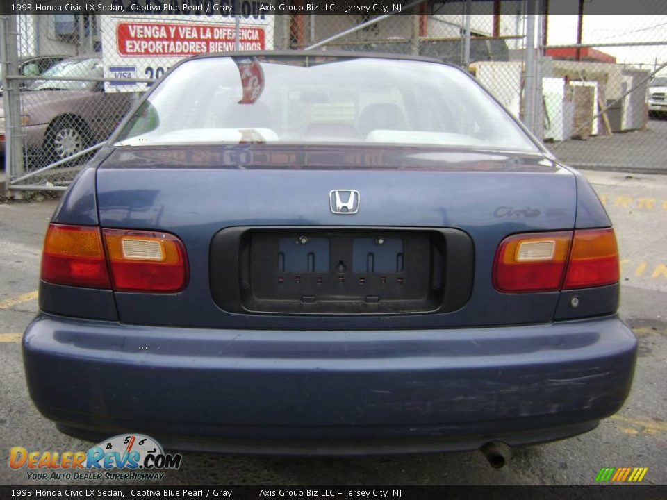 1993 Honda Civic LX Sedan Captiva Blue Pearl / Gray Photo #4