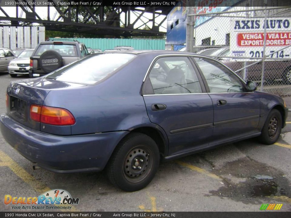 1993 Honda Civic LX Sedan Captiva Blue Pearl / Gray Photo #5