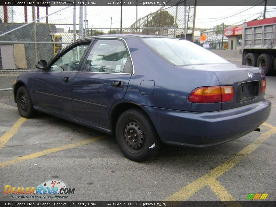 1993 Honda Civic LX Sedan Captiva Blue Pearl / Gray Photo #6