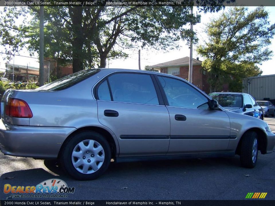 2000 Honda Civic LX Sedan Titanium Metallic / Beige Photo #3