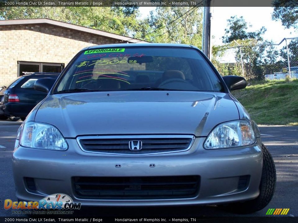2000 Honda Civic LX Sedan Titanium Metallic / Beige Photo #4