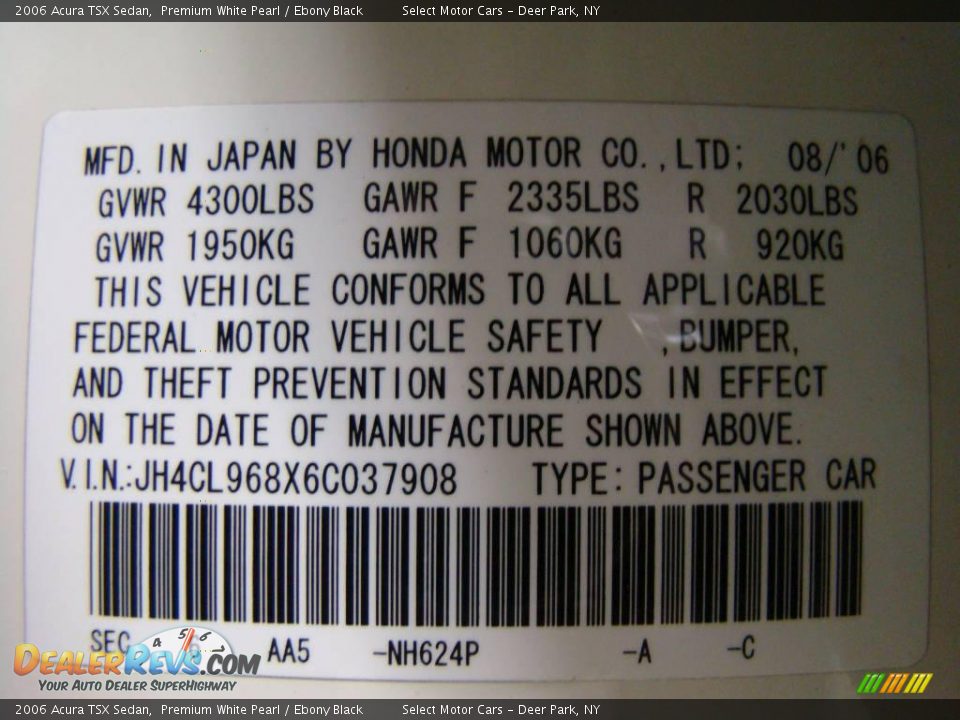 2006 Acura TSX Sedan Premium White Pearl / Ebony Black Photo #16
