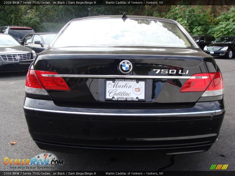 2006 BMW 7 Series 750Li Sedan Jet Black / Dark Beige/Beige III Photo #6
