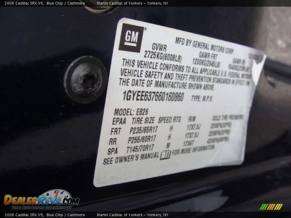 2006 Cadillac SRX V6 Blue Chip / Cashmere Photo #30