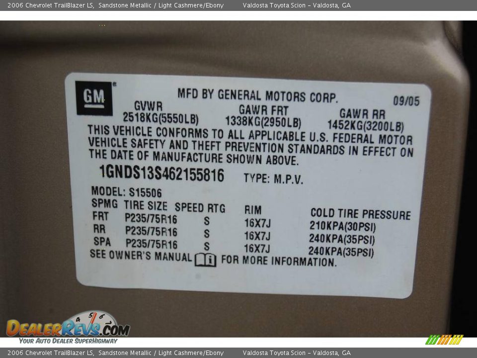 2006 Chevrolet TrailBlazer LS Sandstone Metallic / Light Cashmere/Ebony Photo #18
