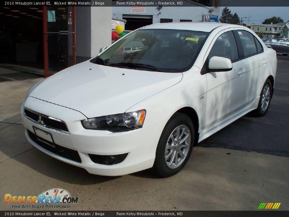 2010 Mitsubishi Lancer ES Wicked White Metallic / Beige Photo #1