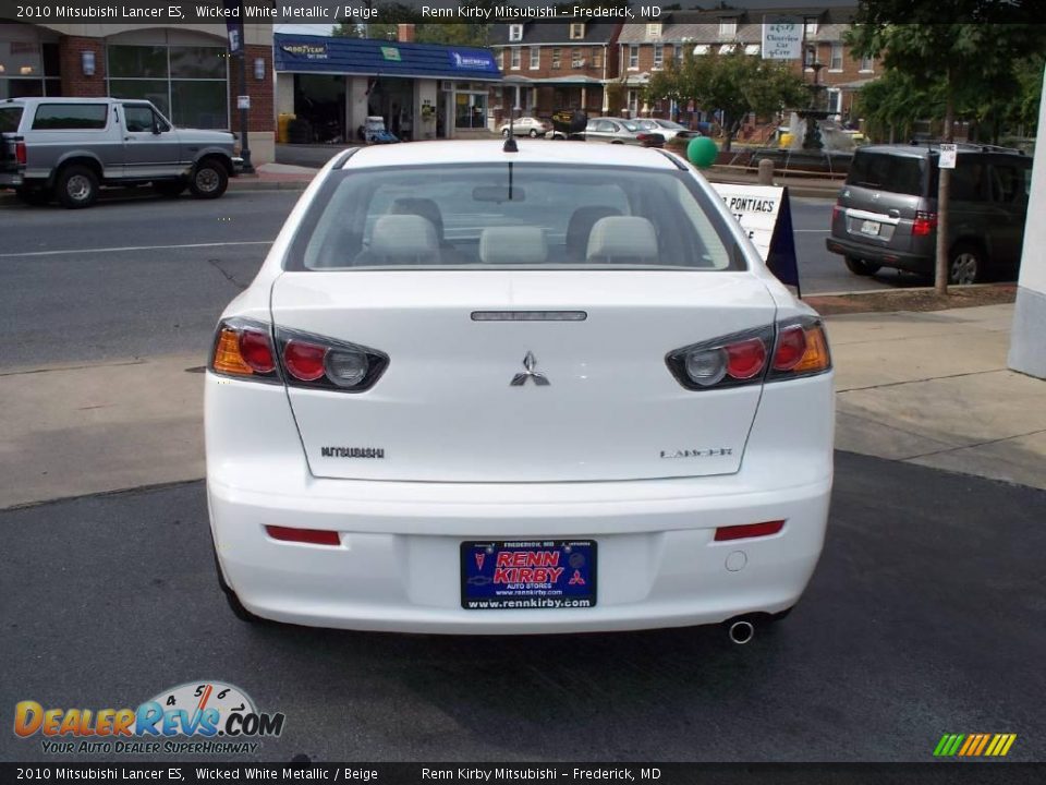 2010 Mitsubishi Lancer ES Wicked White Metallic / Beige Photo #12