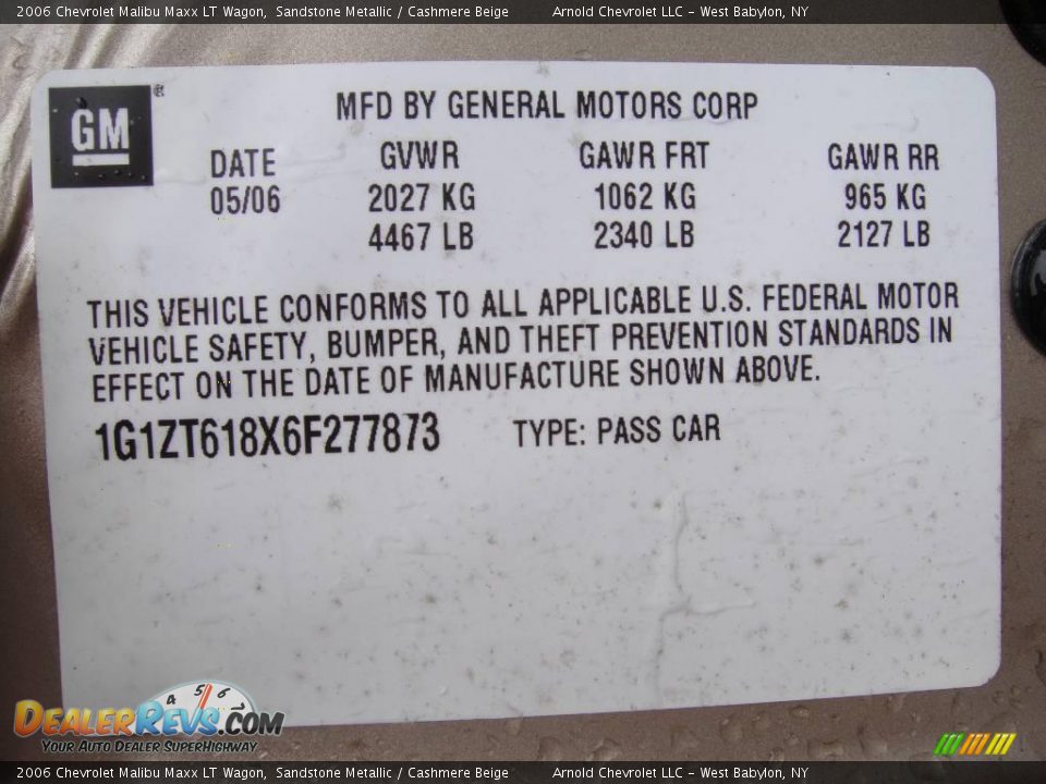 2006 Chevrolet Malibu Maxx LT Wagon Sandstone Metallic / Cashmere Beige Photo #15