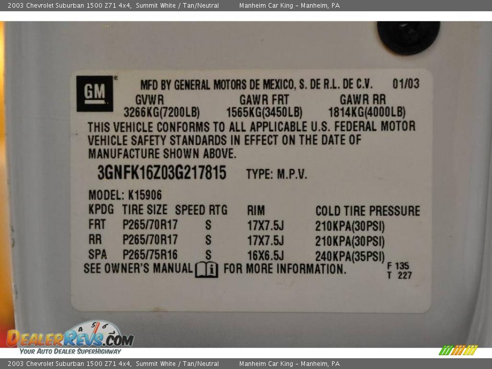 2003 Chevrolet Suburban 1500 Z71 4x4 Summit White / Tan/Neutral Photo #9
