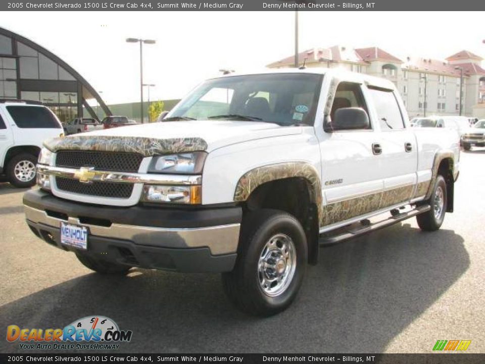 2005 Chevrolet Silverado 1500 LS Crew Cab 4x4 Summit White / Medium Gray Photo #2