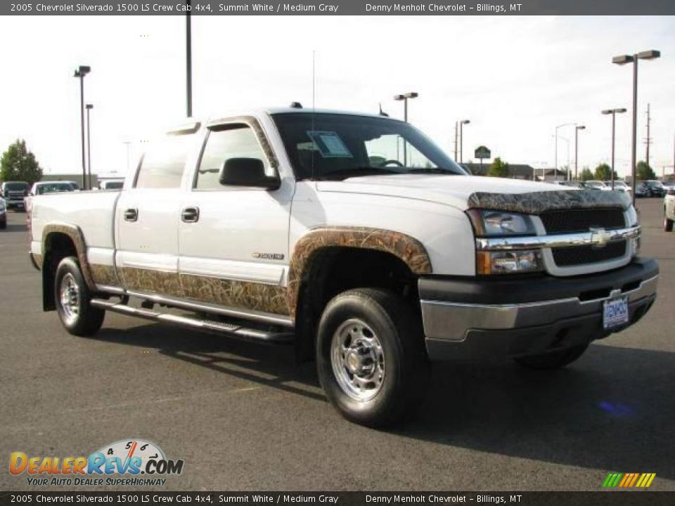 2005 Chevrolet Silverado 1500 LS Crew Cab 4x4 Summit White / Medium Gray Photo #3