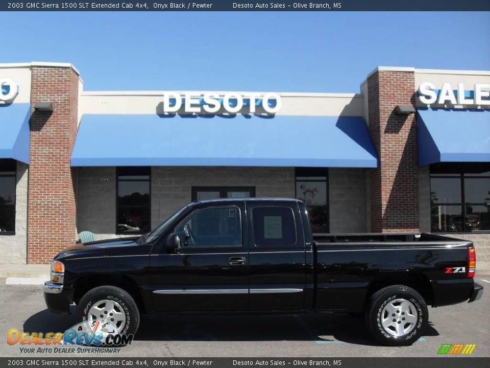 2003 GMC Sierra 1500 SLT Extended Cab 4x4 Onyx Black / Pewter Photo #1