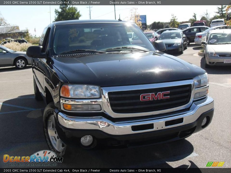 2003 GMC Sierra 1500 SLT Extended Cab 4x4 Onyx Black / Pewter Photo #4