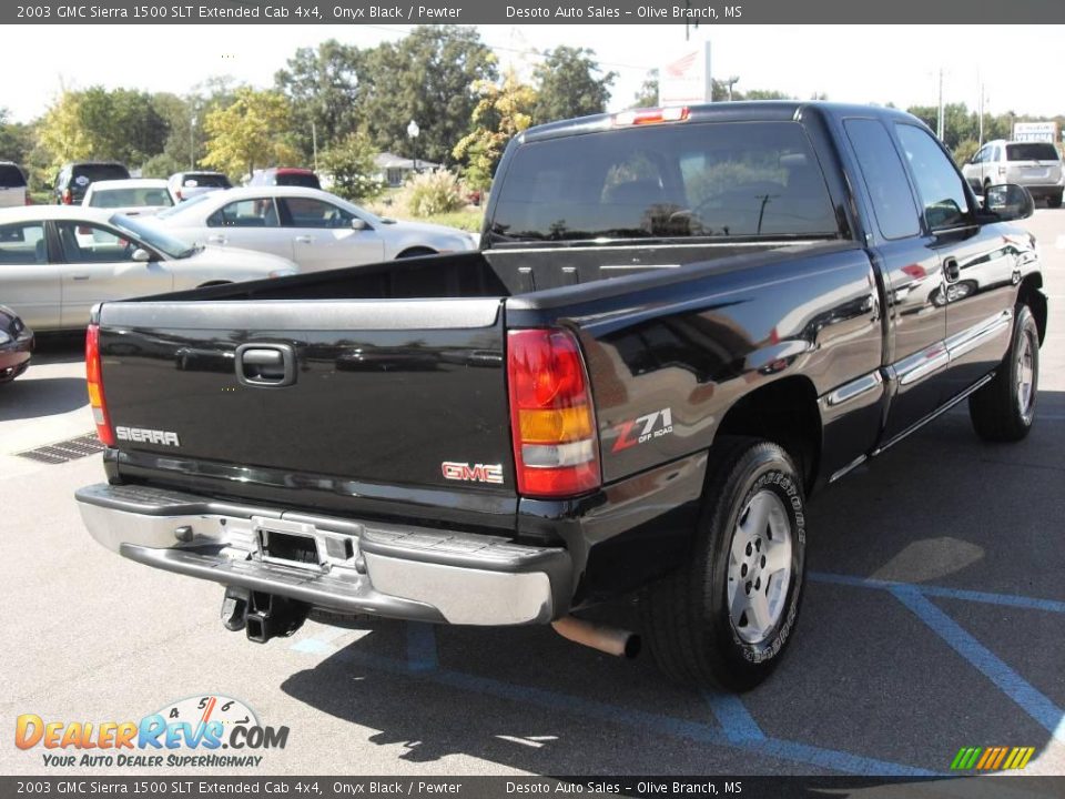2003 GMC Sierra 1500 SLT Extended Cab 4x4 Onyx Black / Pewter Photo #6