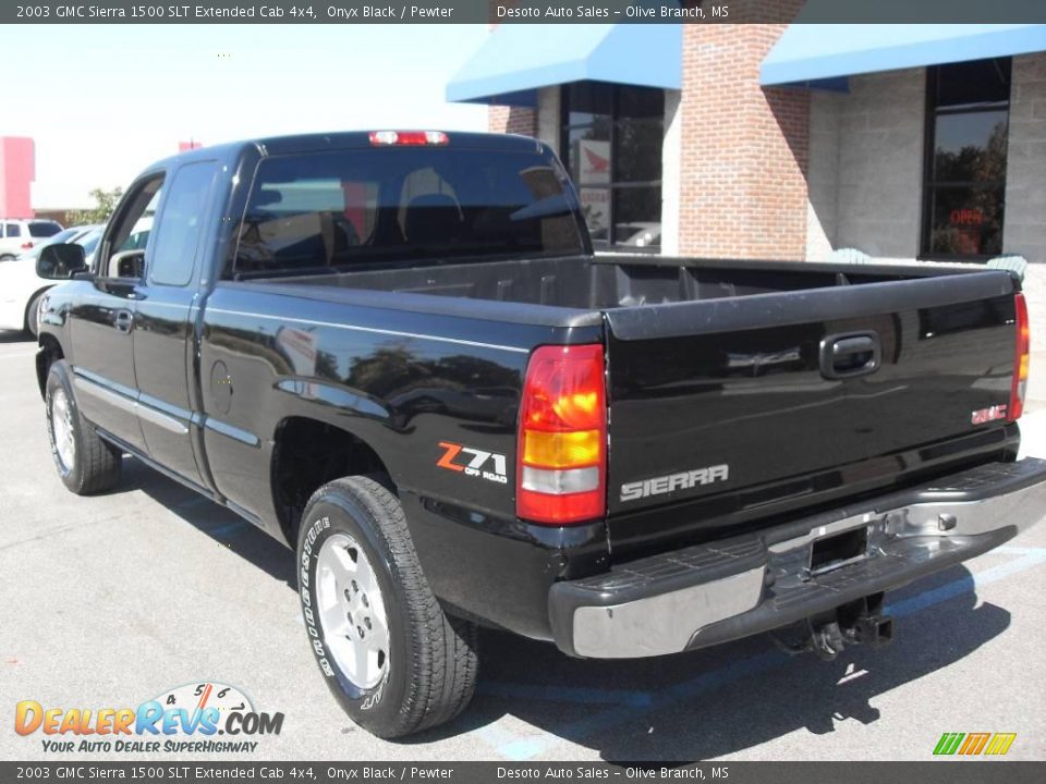 2003 GMC Sierra 1500 SLT Extended Cab 4x4 Onyx Black / Pewter Photo #8