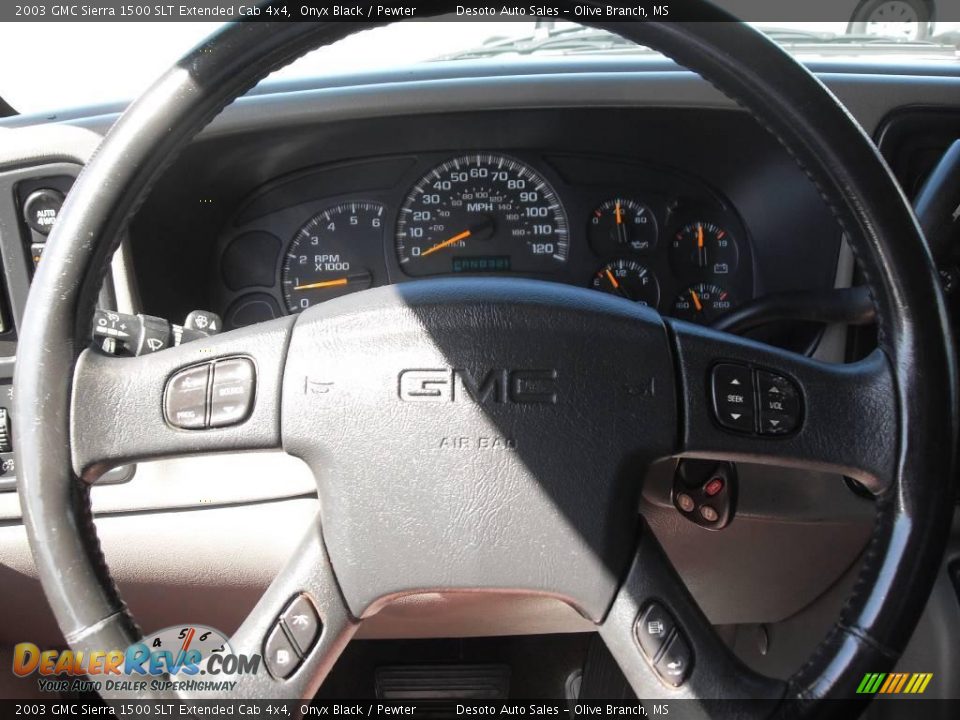 2003 GMC Sierra 1500 SLT Extended Cab 4x4 Onyx Black / Pewter Photo #10
