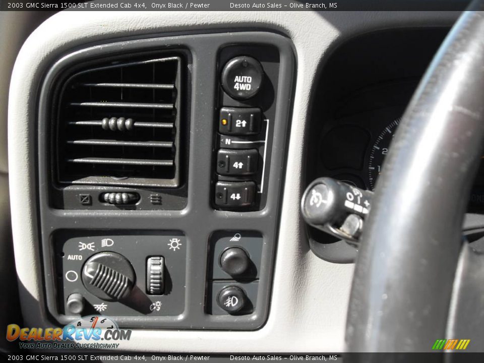 2003 GMC Sierra 1500 SLT Extended Cab 4x4 Onyx Black / Pewter Photo #11