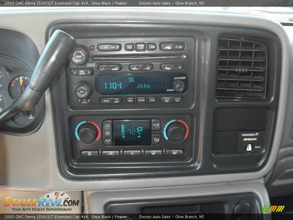 2003 GMC Sierra 1500 SLT Extended Cab 4x4 Onyx Black / Pewter Photo #12