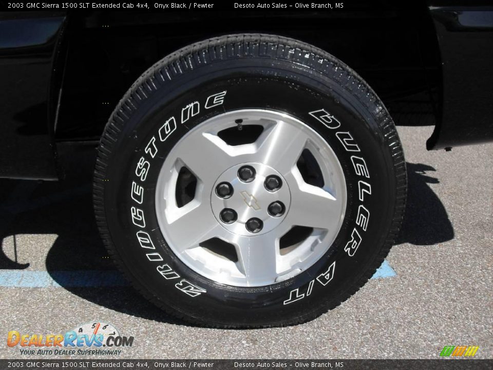 2003 GMC Sierra 1500 SLT Extended Cab 4x4 Onyx Black / Pewter Photo #16