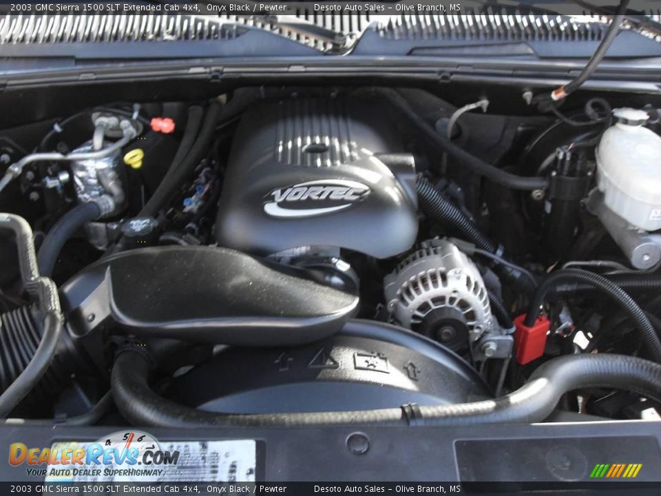 2003 GMC Sierra 1500 SLT Extended Cab 4x4 Onyx Black / Pewter Photo #18