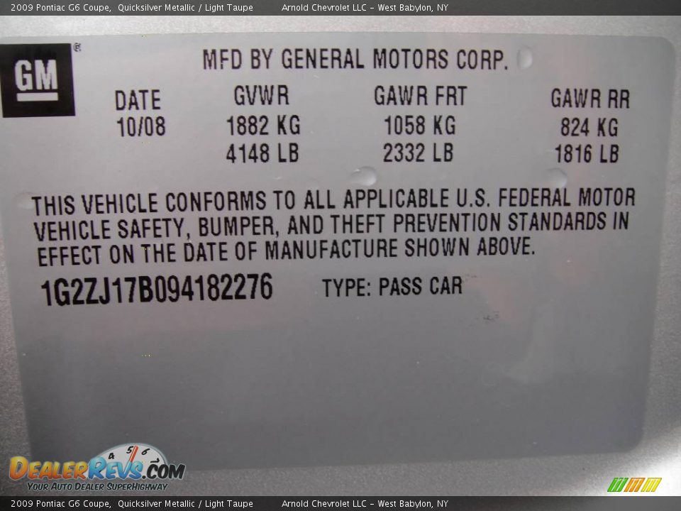 2009 Pontiac G6 Coupe Quicksilver Metallic / Light Taupe Photo #15