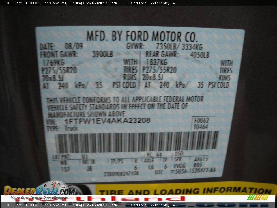 2010 Ford F150 FX4 SuperCrew 4x4 Sterling Grey Metallic / Black Photo #12