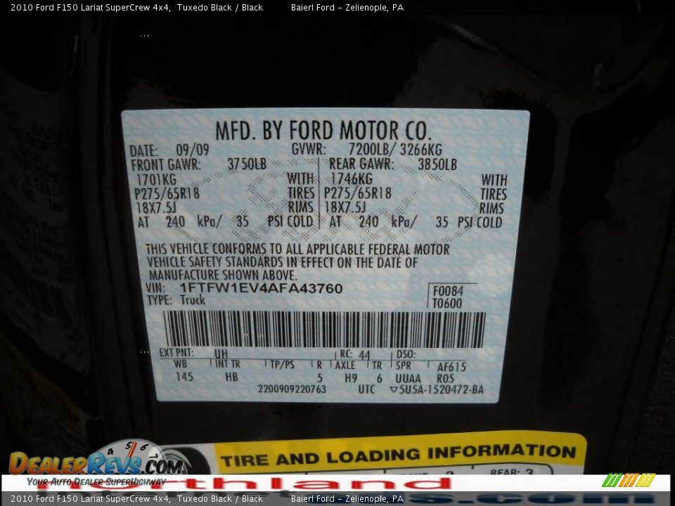 2010 Ford F150 Lariat SuperCrew 4x4 Tuxedo Black / Black Photo #12