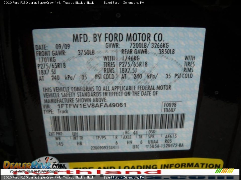 2010 Ford F150 Lariat SuperCrew 4x4 Tuxedo Black / Black Photo #12