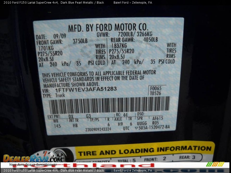 2010 Ford F150 Lariat SuperCrew 4x4 Dark Blue Pearl Metallic / Black Photo #12