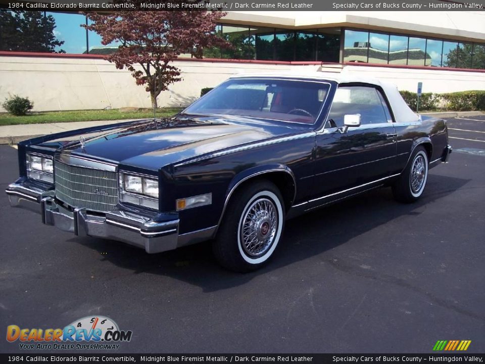 1984 Cadillac Eldorado Biarritz Convertible Midnight Blue Firemist Metallic / Dark Carmine Red Leather Photo #3