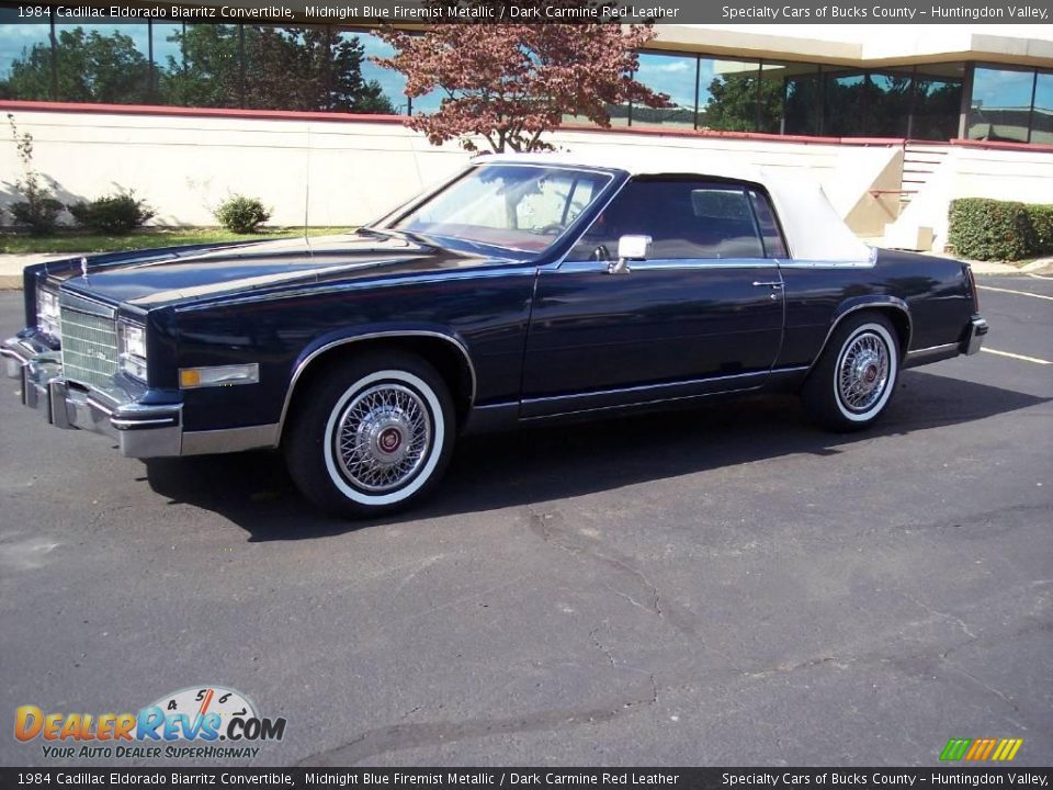 1984 Cadillac Eldorado Biarritz Convertible Midnight Blue Firemist Metallic / Dark Carmine Red Leather Photo #6