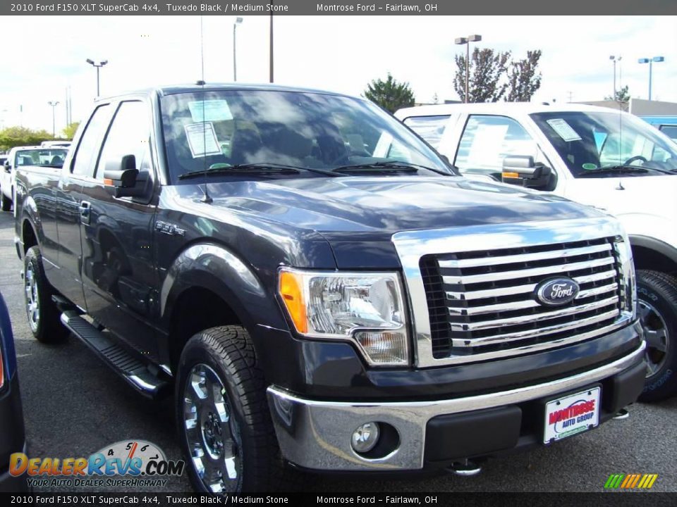 2010 Ford F150 XLT SuperCab 4x4 Tuxedo Black / Medium Stone Photo #2