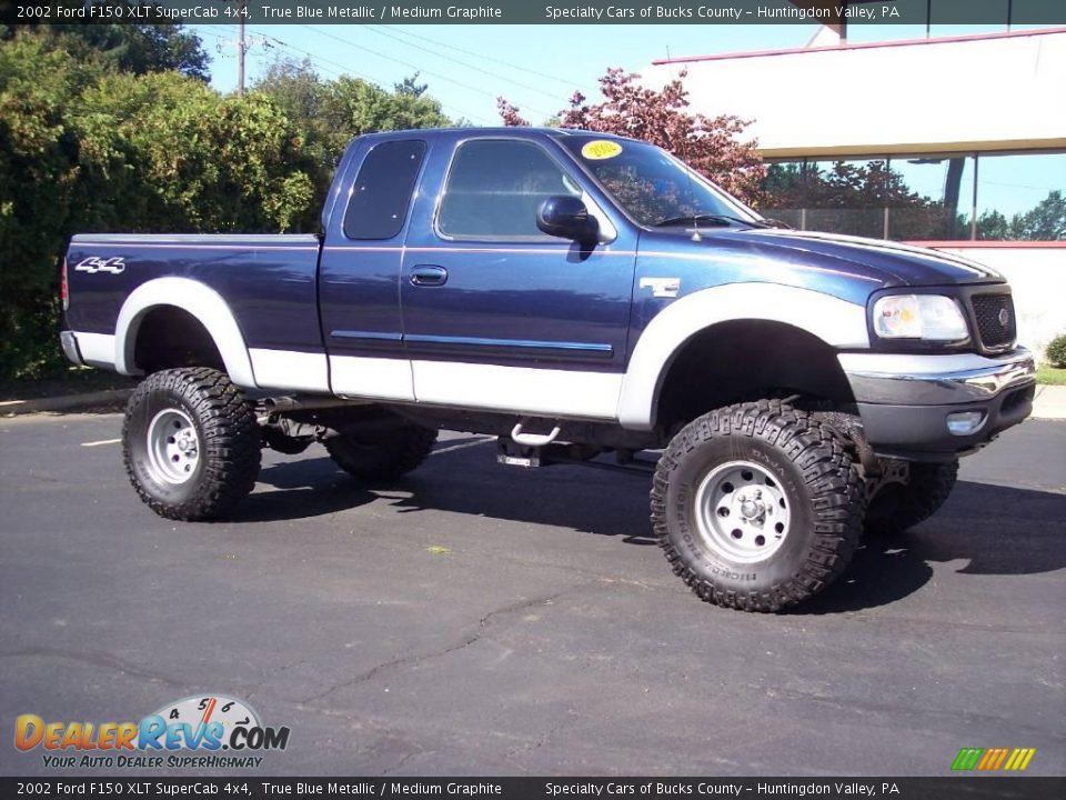 2002 Ford F150 XLT SuperCab 4x4 True Blue Metallic / Medium Graphite Photo #4