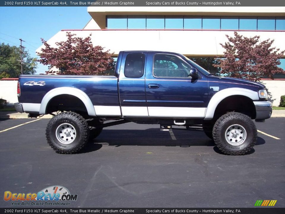 2002 Ford F150 XLT SuperCab 4x4 True Blue Metallic / Medium Graphite Photo #6