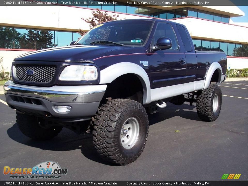 2002 Ford F150 XLT SuperCab 4x4 True Blue Metallic / Medium Graphite Photo #11