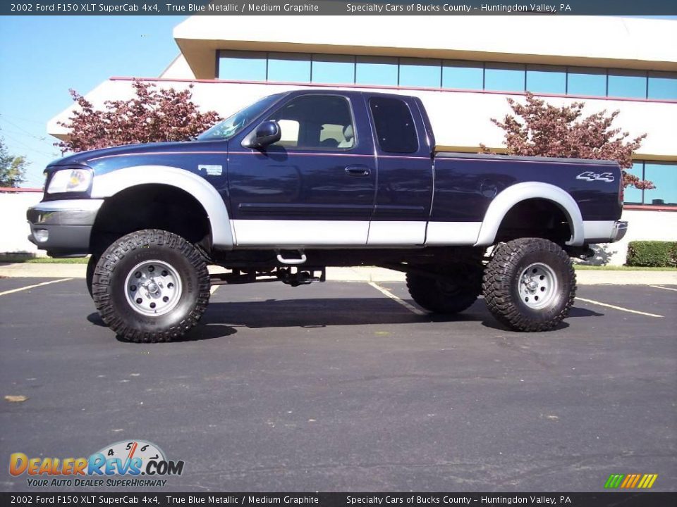 2002 Ford F150 XLT SuperCab 4x4 True Blue Metallic / Medium Graphite Photo #13
