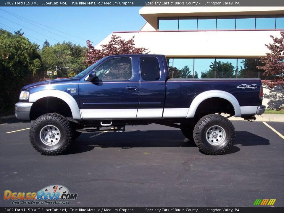 2002 Ford F150 XLT SuperCab 4x4 True Blue Metallic / Medium Graphite Photo #14