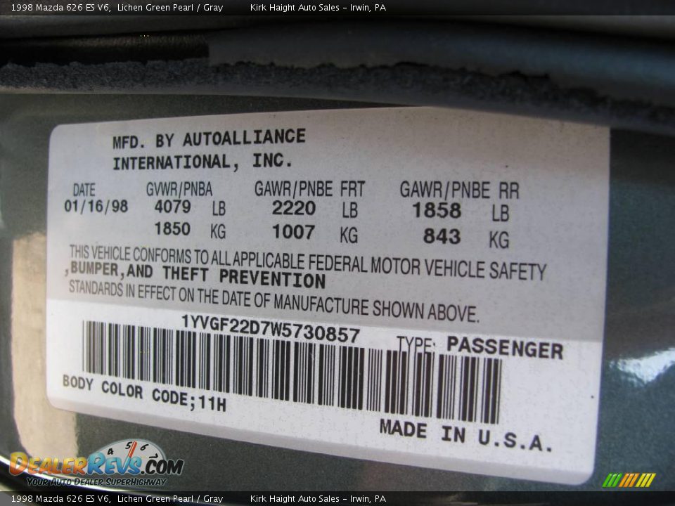 1998 Mazda 626 ES V6 Lichen Green Pearl / Gray Photo #24