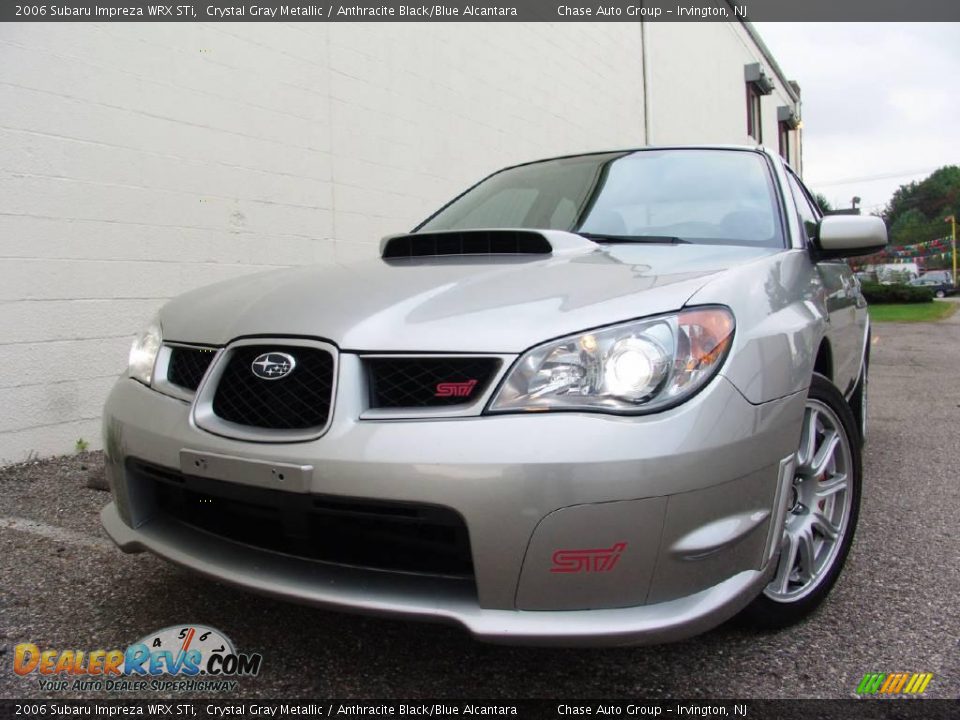 2006 Subaru Impreza WRX STi Crystal Gray Metallic / Anthracite Black/Blue Alcantara Photo #1