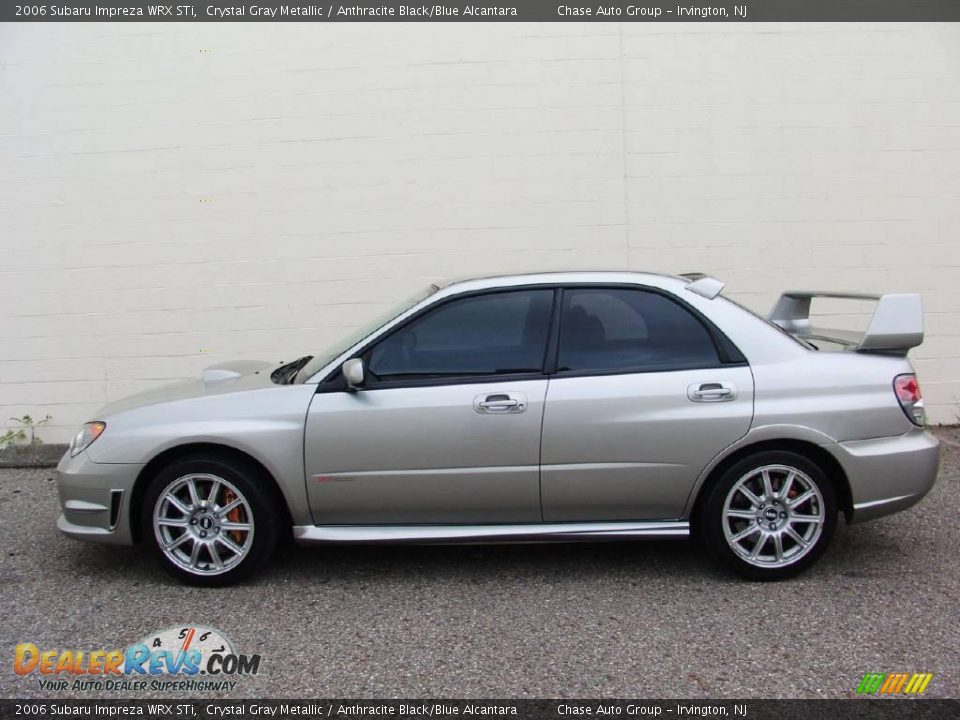 2006 Subaru Impreza WRX STi Crystal Gray Metallic / Anthracite Black/Blue Alcantara Photo #2