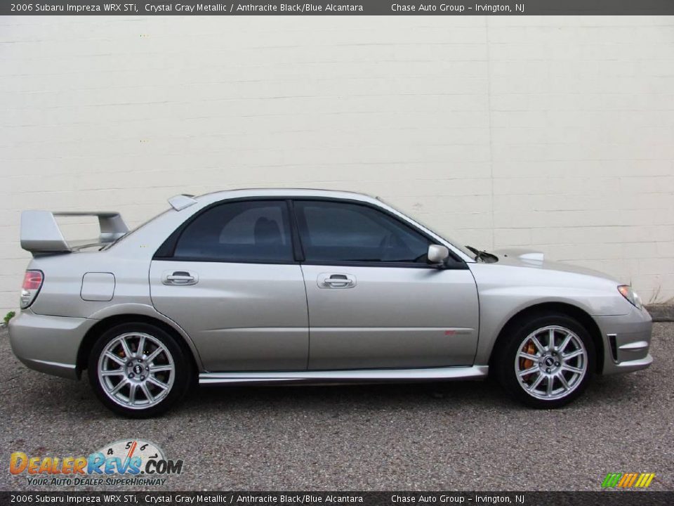 2006 Subaru Impreza WRX STi Crystal Gray Metallic / Anthracite Black/Blue Alcantara Photo #3