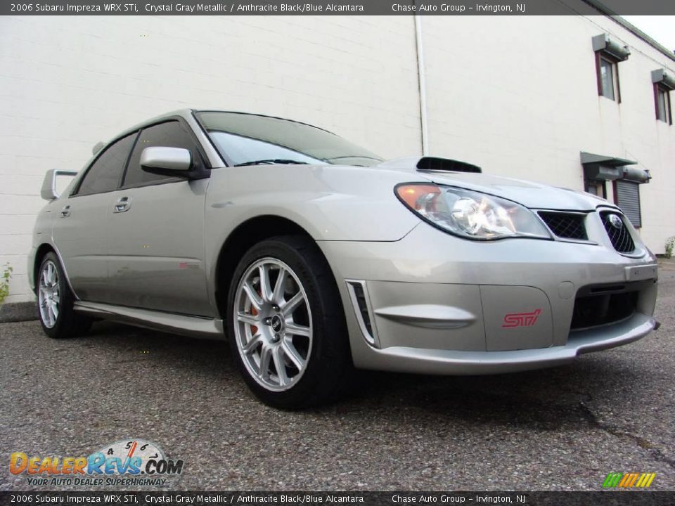 2006 Subaru Impreza WRX STi Crystal Gray Metallic / Anthracite Black/Blue Alcantara Photo #6