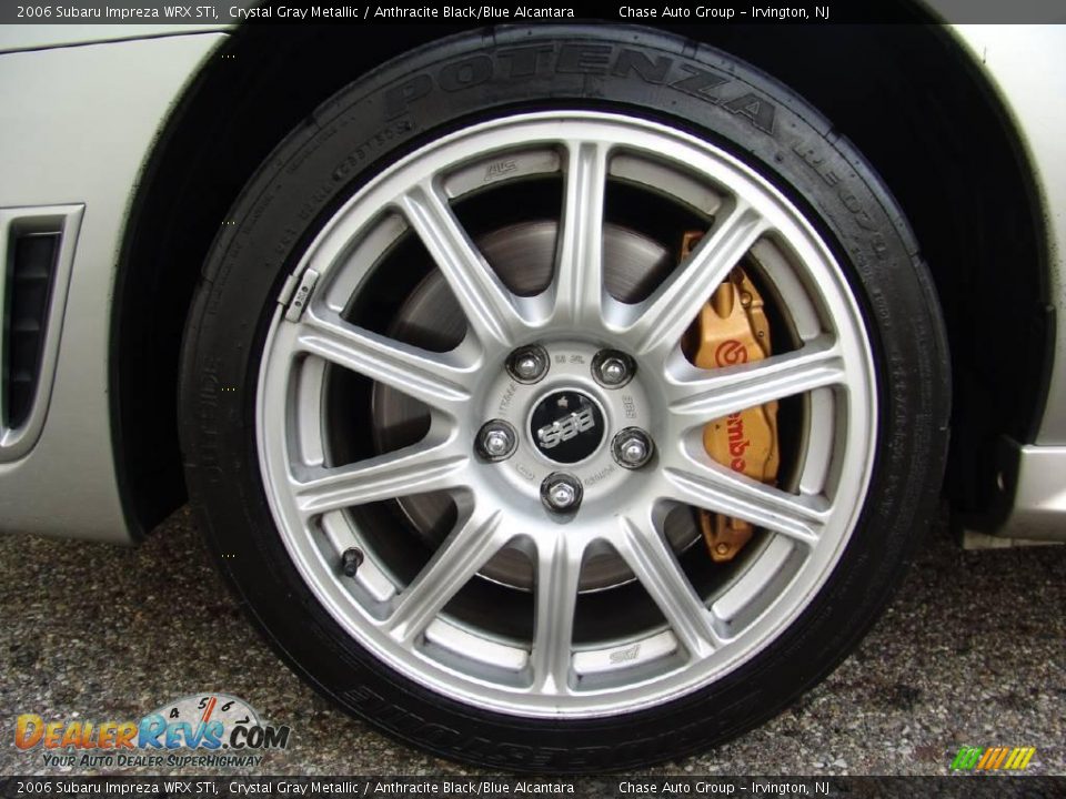 2006 Subaru Impreza WRX STi Crystal Gray Metallic / Anthracite Black/Blue Alcantara Photo #16