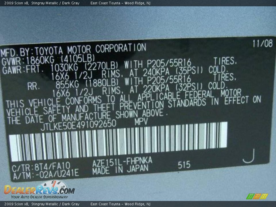 2009 Scion xB Stingray Metallic / Dark Gray Photo #15