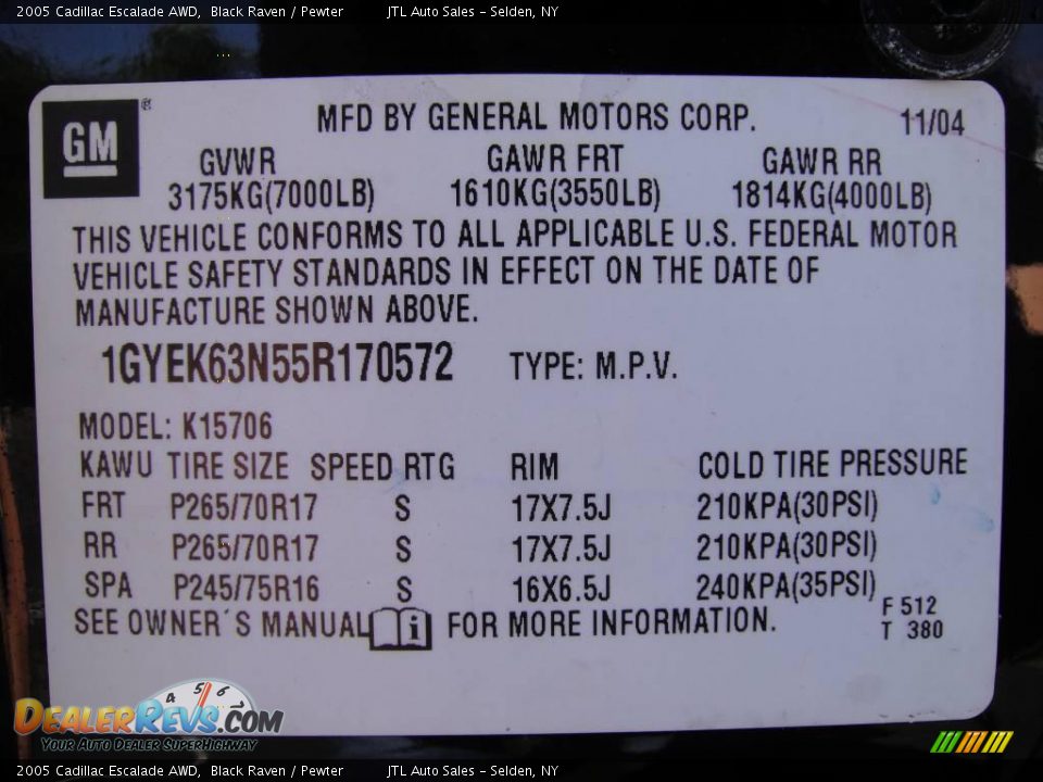 2005 Cadillac Escalade AWD Black Raven / Pewter Photo #15